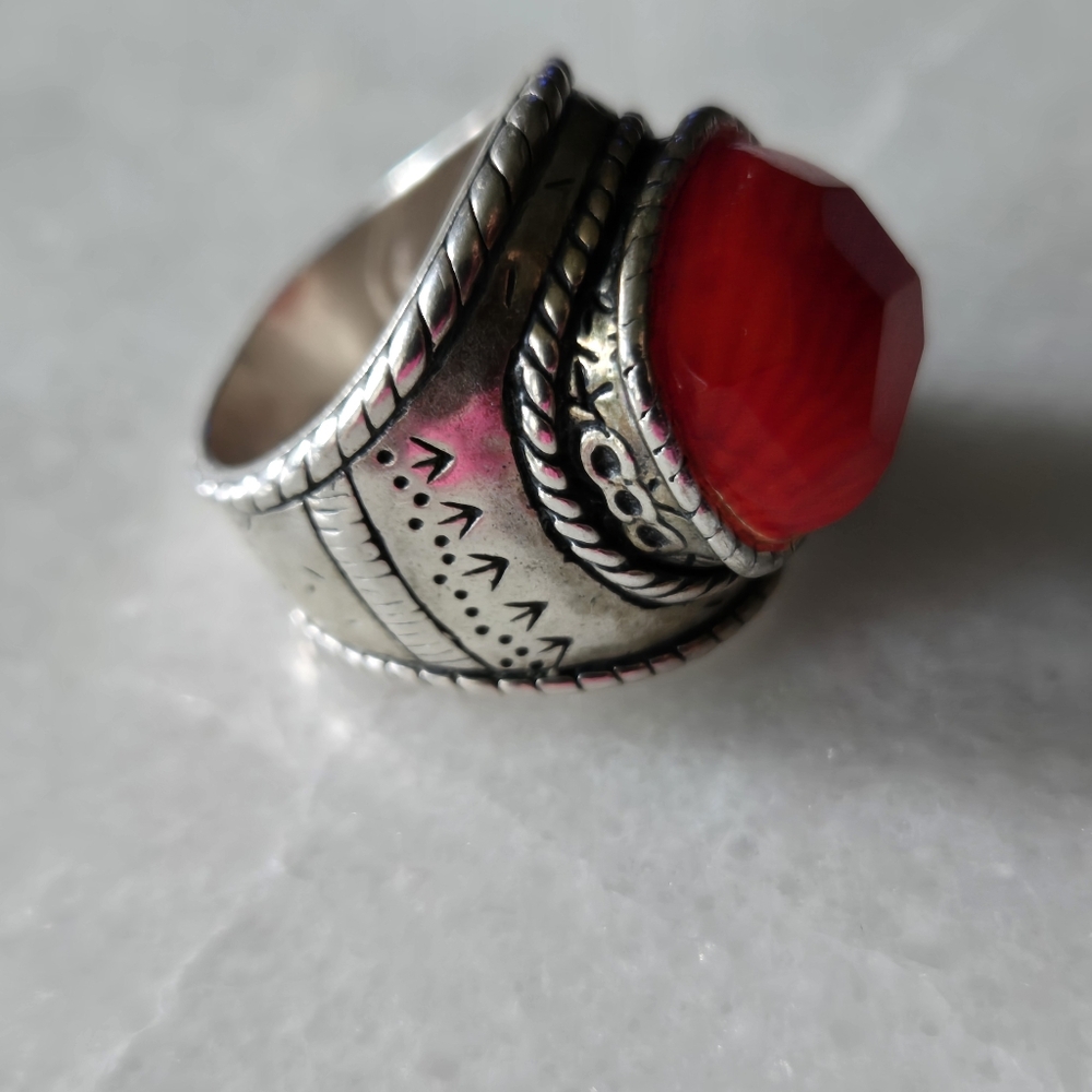 RETIRED SILPADA Sterling Silver 925 Red Coral "The Samba" Ring  ~ R2890